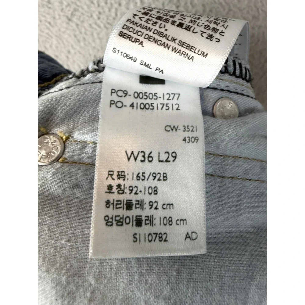 Levis 505 Jeans Mens 36x29 Blue Light Wash Regular Fit Straight Denim Pants Men